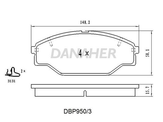 Danaher DBP950/3 Brake Pad Set, disc brake DBP9503