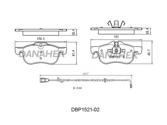 Danaher DBP1521-02 Brake Pad Set, disc brake DBP152102