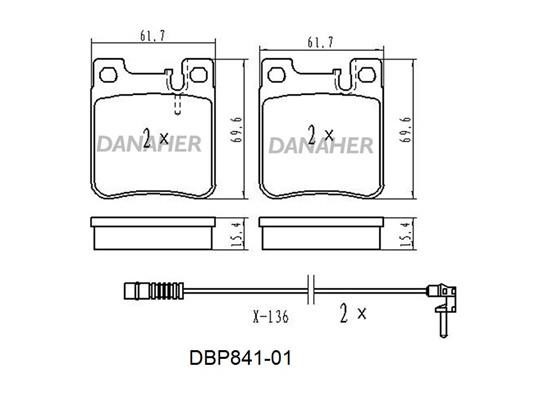 Danaher DBP841-01 Brake Pad Set, disc brake DBP84101
