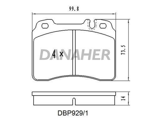 Danaher DBP929/1 Brake Pad Set, disc brake DBP9291