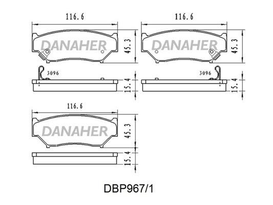 Danaher DBP967/1 Brake Pad Set, disc brake DBP9671