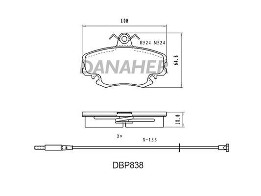 Danaher DBP838 Brake Pad Set, disc brake DBP838