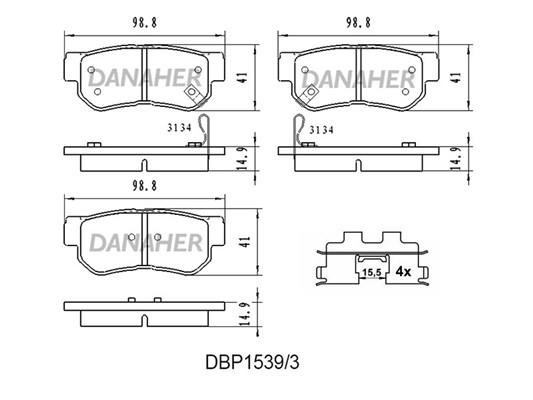 Danaher DBP1539/3 Brake Pad Set, disc brake DBP15393
