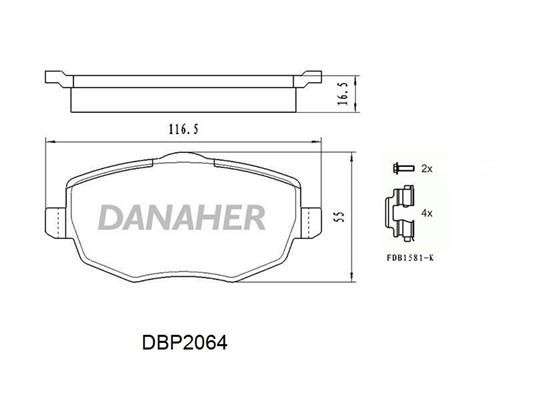 Danaher DBP2064 Brake Pad Set, disc brake DBP2064