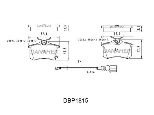 Danaher DBP1815 Brake Pad Set, disc brake DBP1815