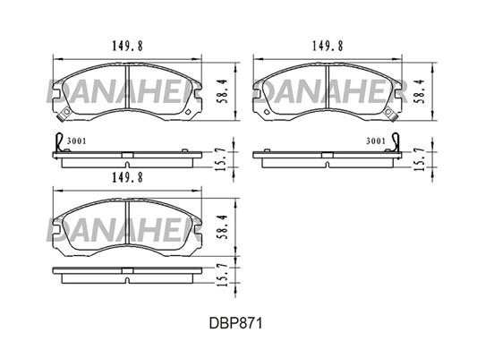 Danaher DBP871 Brake Pad Set, disc brake DBP871
