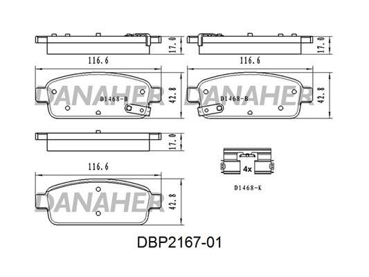 Danaher DBP2167-01 Brake Pad Set, disc brake DBP216701
