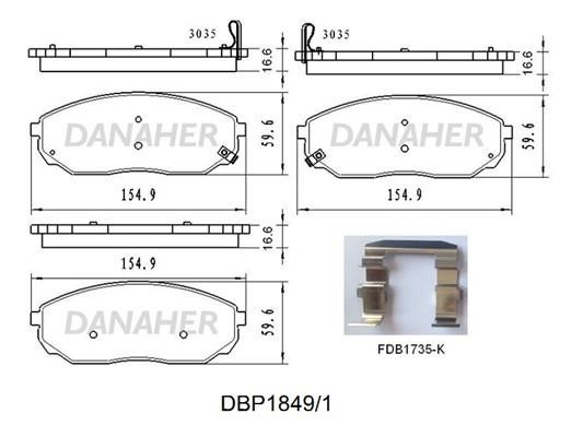Danaher DBP1849/1 Brake Pad Set, disc brake DBP18491