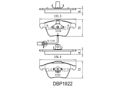 Danaher DBP1922 Brake Pad Set, disc brake DBP1922