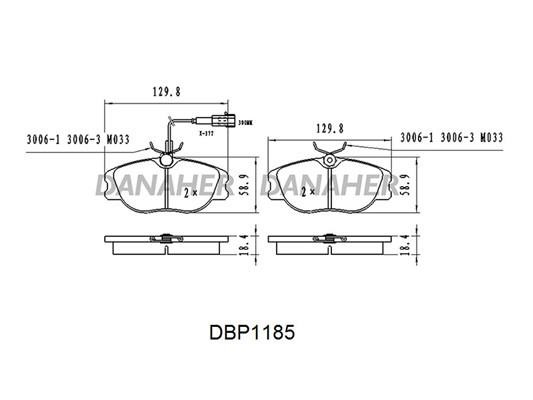 Danaher DBP1185 Brake Pad Set, disc brake DBP1185