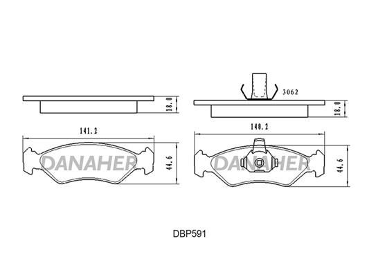 Danaher DBP591 Brake Pad Set, disc brake DBP591