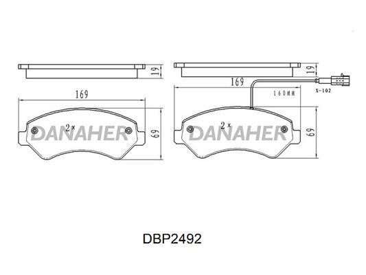 Danaher DBP2492 Brake Pad Set, disc brake DBP2492
