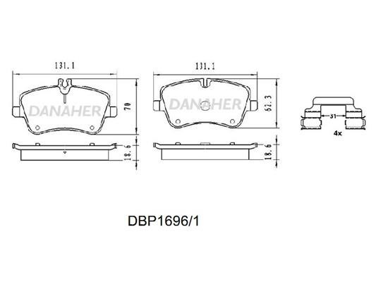 Danaher DBP1696/1 Brake Pad Set, disc brake DBP16961