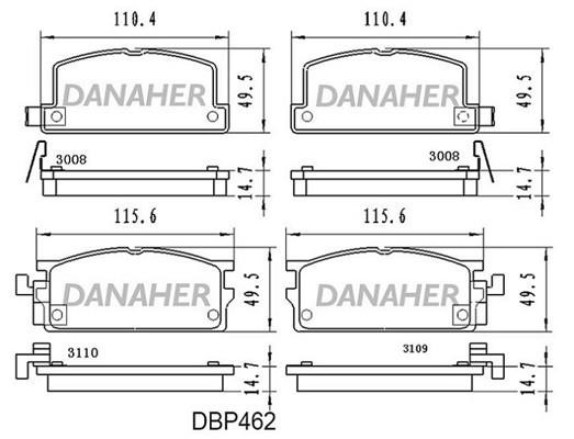 Danaher DBP462 Brake Pad Set, disc brake DBP462