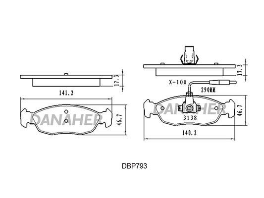 Danaher DBP793 Brake Pad Set, disc brake DBP793