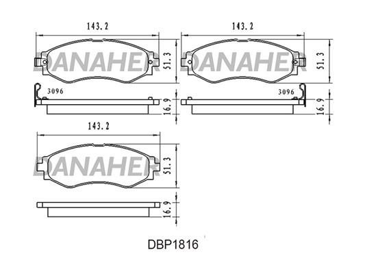 Danaher DBP1816 Brake Pad Set, disc brake DBP1816