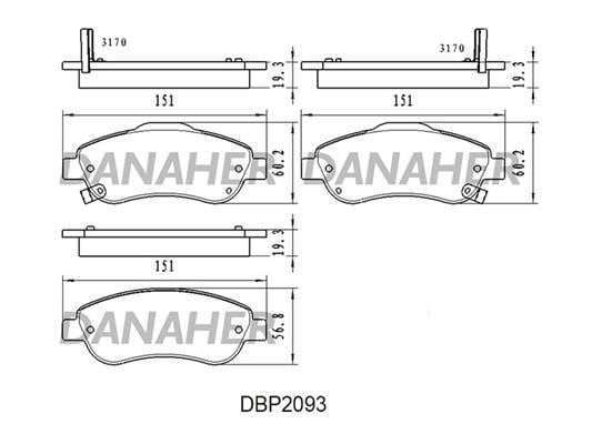Danaher DBP2093 Brake Pad Set, disc brake DBP2093