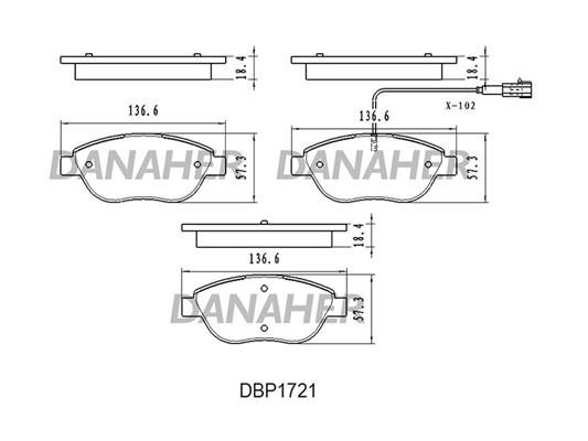 Danaher DBP1721 Brake Pad Set, disc brake DBP1721