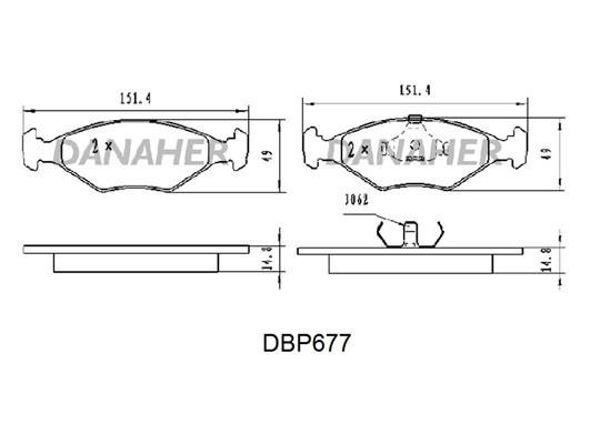 Danaher DBP677 Brake Pad Set, disc brake DBP677