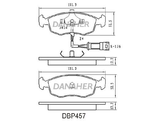 Danaher DBP457 Brake Pad Set, disc brake DBP457