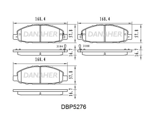 Danaher DBP5276 Front disc brake pads, set DBP5276