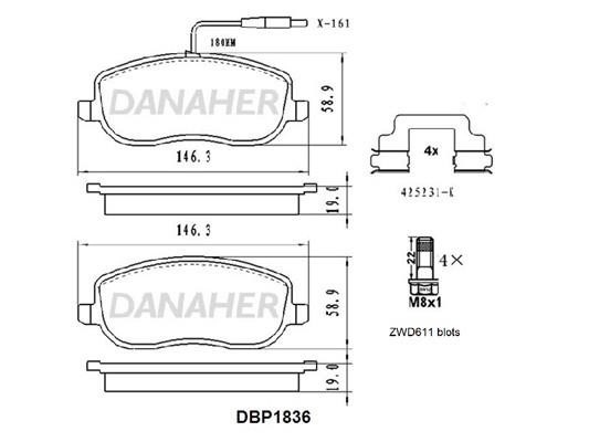 Danaher DBP1836 Brake Pad Set, disc brake DBP1836