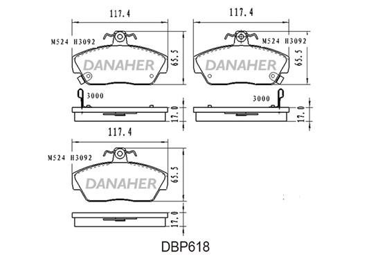 Danaher DBP618 Brake Pad Set, disc brake DBP618
