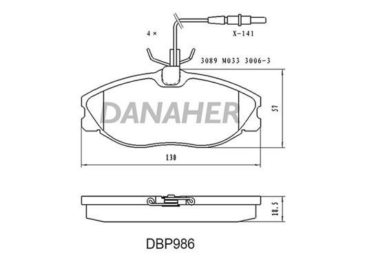 Danaher DBP986 Brake Pad Set, disc brake DBP986