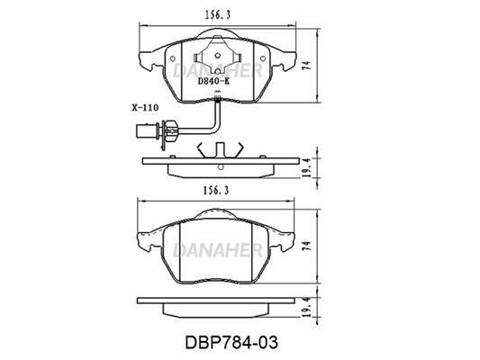 Danaher DBP784-03 Brake Pad Set, disc brake DBP78403