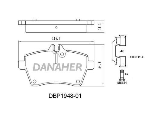 Danaher DBP1948-01 Brake Pad Set, disc brake DBP194801