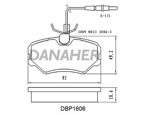 Danaher DBP1606 Brake Pad Set, disc brake DBP1606