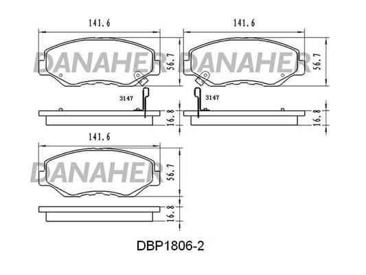 Danaher DBP1806/2 Brake Pad Set, disc brake DBP18062