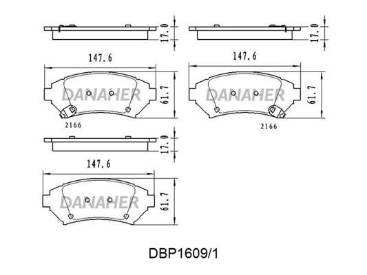 Danaher DBP1609/1 Brake Pad Set, disc brake DBP16091