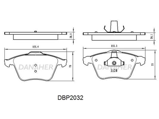 Danaher DBP2032 Brake Pad Set, disc brake DBP2032