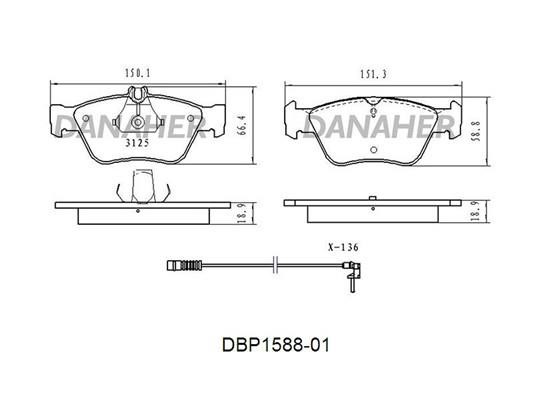 Danaher DBP1588-01 Brake Pad Set, disc brake DBP158801