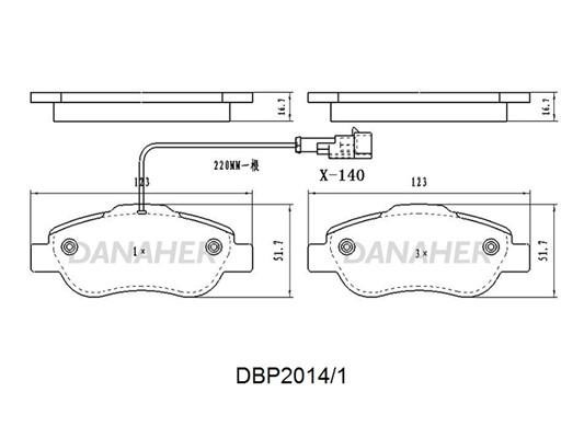 Danaher DBP2014/1 Brake Pad Set, disc brake DBP20141