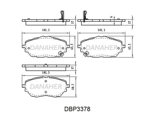Danaher DBP3378 Front disc brake pads, set DBP3378