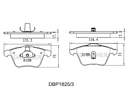 Danaher DBP1825/3 Brake Pad Set, disc brake DBP18253
