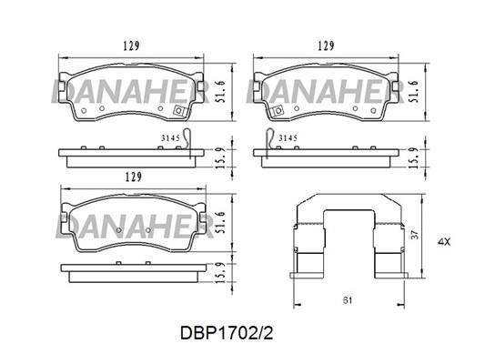 Danaher DBP1702/2 Brake Pad Set, disc brake DBP17022