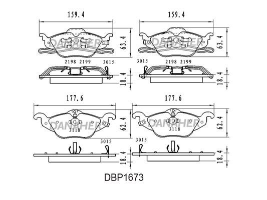 Danaher DBP1673 Brake Pad Set, disc brake DBP1673
