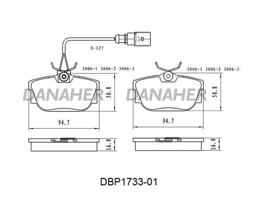 Danaher DBP1733-01 Brake Pad Set, disc brake DBP173301