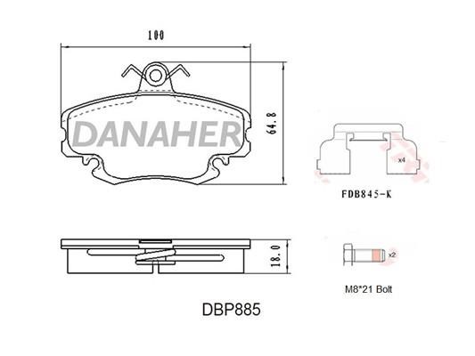 Danaher DBP885 Brake Pad Set, disc brake DBP885