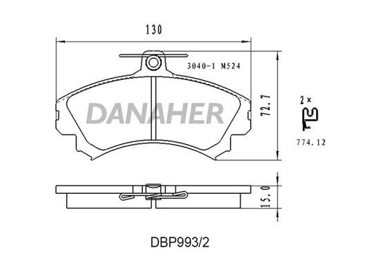 Danaher DBP993/2 Brake Pad Set, disc brake DBP9932