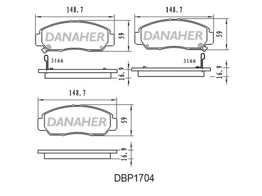 Danaher DBP1704 Brake Pad Set, disc brake DBP1704