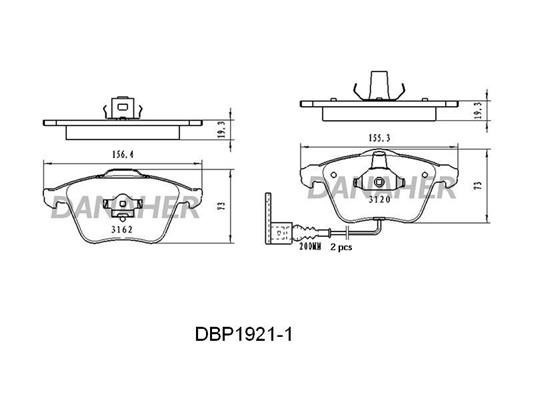 Danaher DBP1921/1 Brake Pad Set, disc brake DBP19211