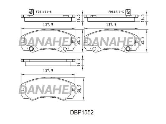 Danaher DBP1552 Brake Pad Set, disc brake DBP1552