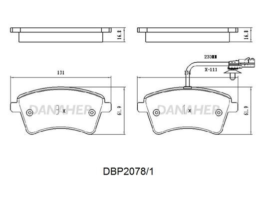 Danaher DBP2078/1 Front disc brake pads, set DBP20781