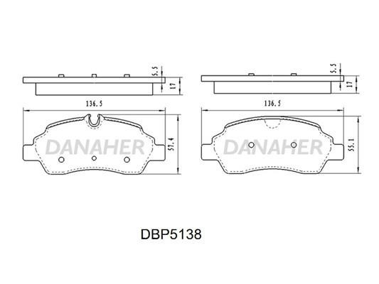 Danaher DBP5138 Front disc brake pads, set DBP5138