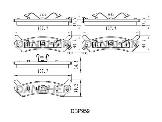 Danaher DBP959 Brake Pad Set, disc brake DBP959