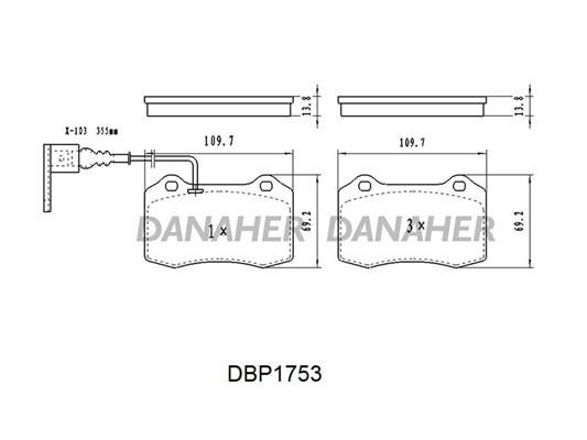 Danaher DBP1753 Brake Pad Set, disc brake DBP1753